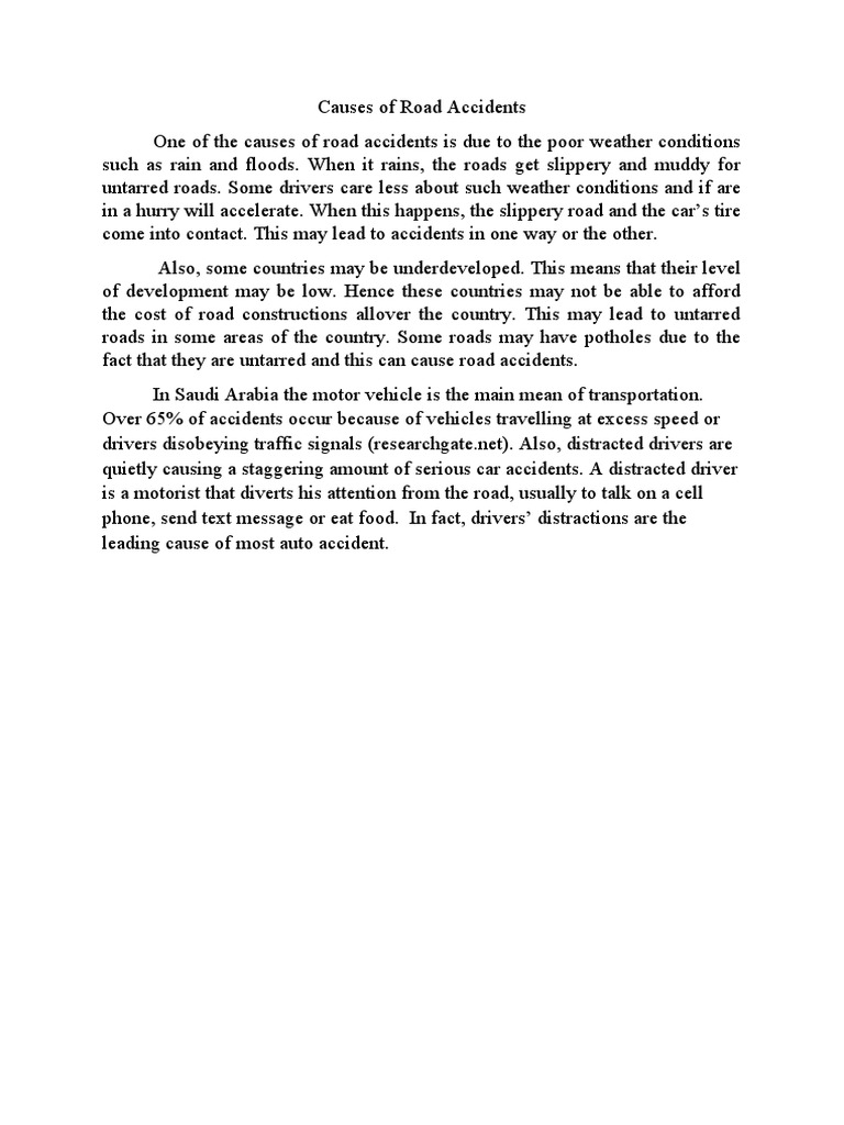 Causes of Road Accidents | PDF