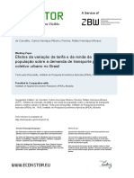 Efeitos Da Variação Da Tarifa e Da Renda Da População Sobre A Demanda de Transporte Público Coletivo e Urbano No Brasil