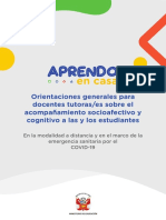 ORIENTACIONES GENERALES PARA DOCENTES TUTORAS/ES SOBRE EL ACOMPAÑAMIENTO SOCIOAFECTIVO Y COGNITIVO A LAS Y LOS ESTUDIANTES