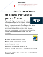 Prova Brasil: descritores de Língua Portuguesa para avaliação do 9o ano