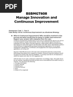 BSBMGT608 Manage Innovation and Continuous Improvement: What Is Continuous Improvement? Who Would Be Involved in This