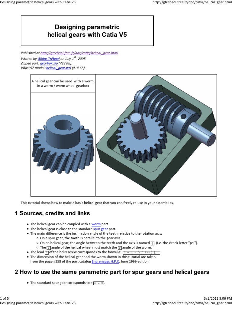 Designing Parametric Helical Gears With Catia V5 PDF Helix Gear