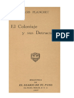 El Coloniaje y Sus Detractores Planchet 1927