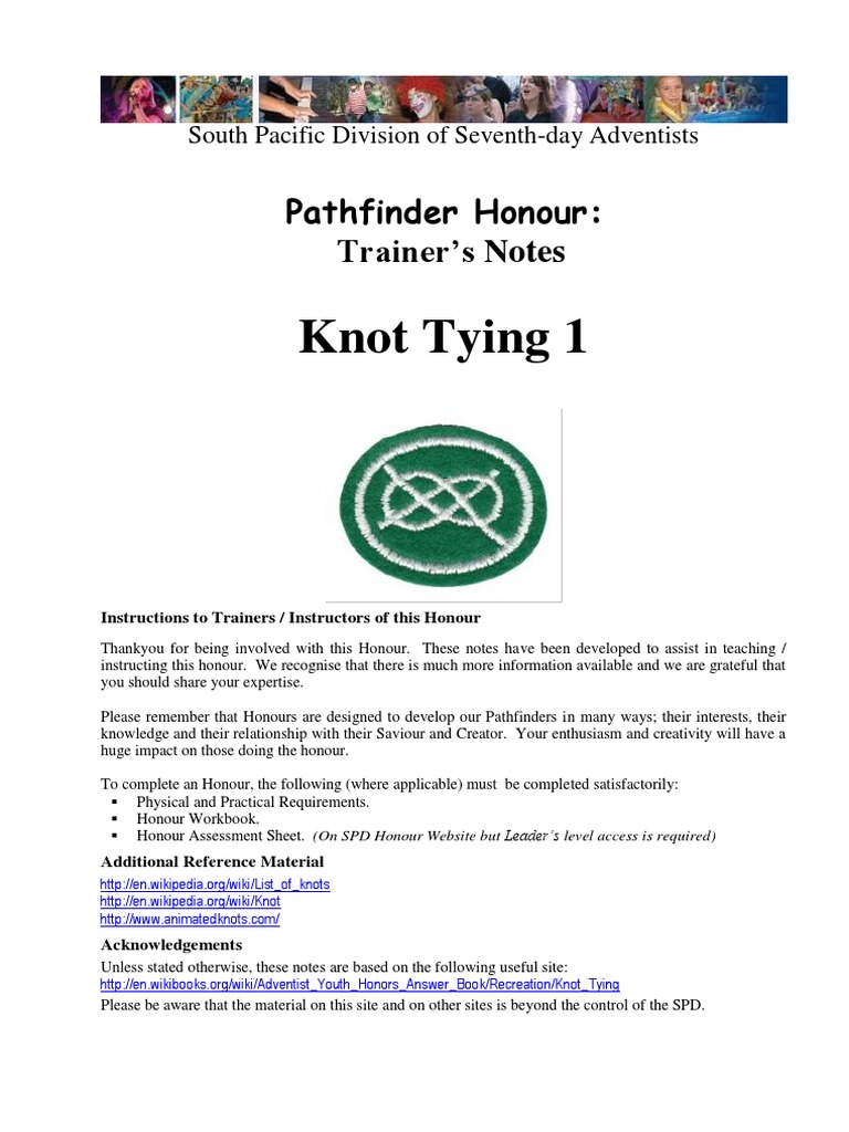Pathfinder Knot Tying Trainer's Notes | PDF | Rope | Ropework