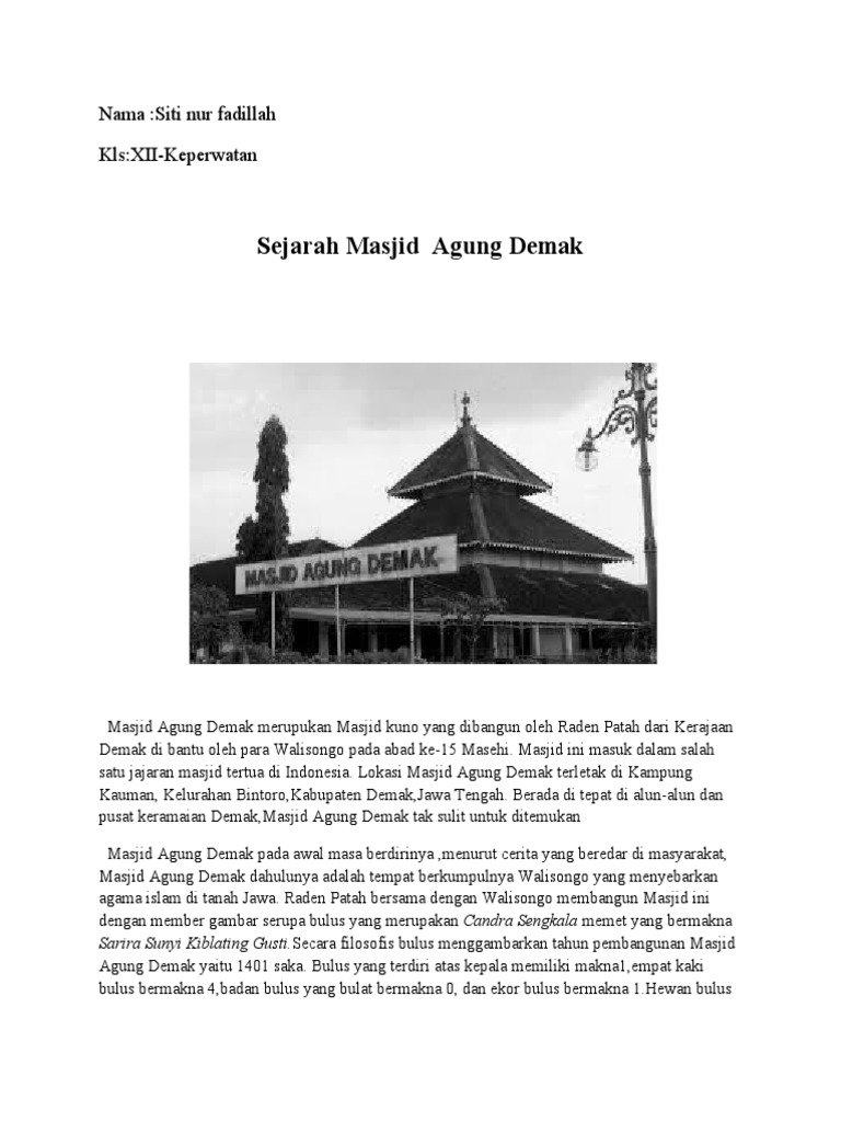 The History and Architecture of the Great Mosque of Demak | PDF