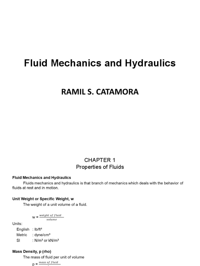Fluid Mechanics and Hydraulics: Ramil S. Catamora | PDF | Buoyancy ...