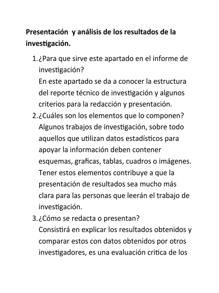 Presentación y Análisis de Los Resultados de La Investigación | PDF