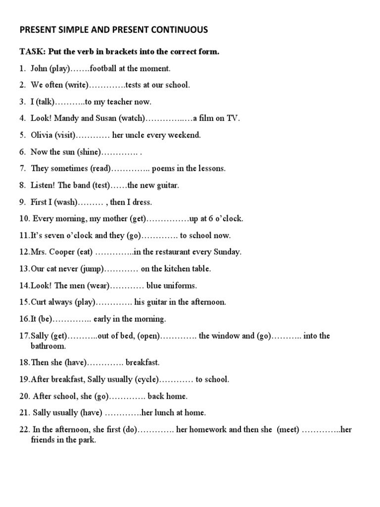 Present Simple and Present Continuous 3 | PDF | Language Arts ...