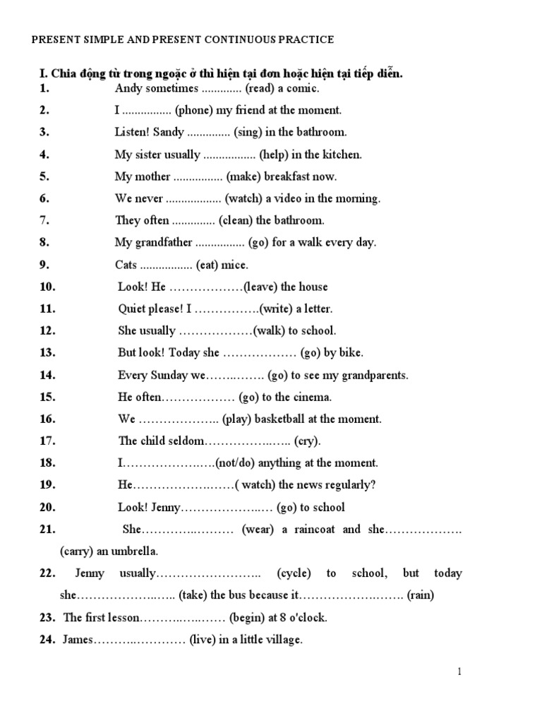 Present Simple and Present Continuous 4 | PDF