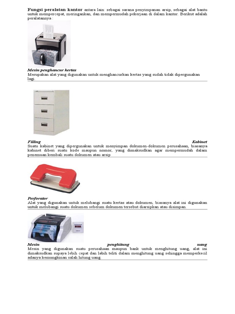Fungsi Peralatan Kantor Antara Lain Pdf