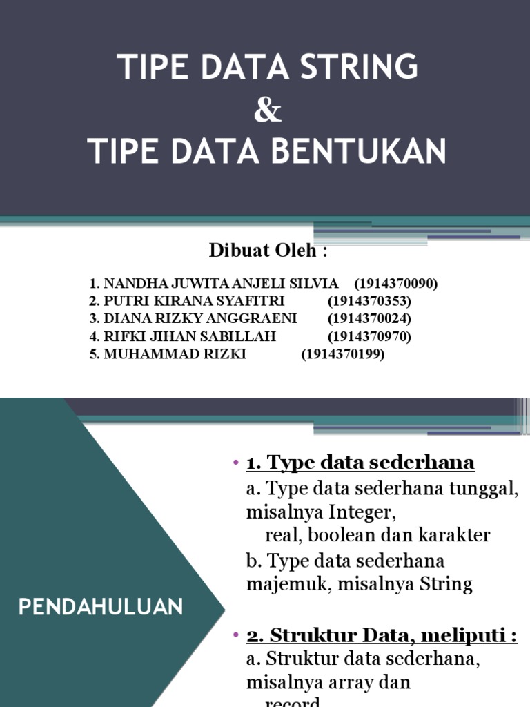 Kelompok 1 - Tipe Data String & Bentukan | PDF