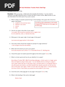 KEY MLA Practice Questions Review Worksheet
