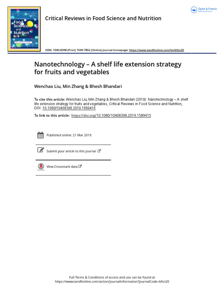 Nanotechnology A Shelf Life Extension Strategy For Fruits and