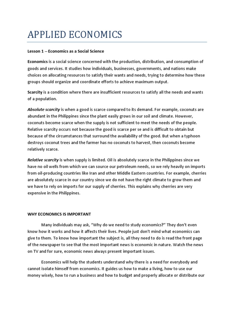 Understanding Absolute Scarcity in Economics | PDF | Microeconomics ...