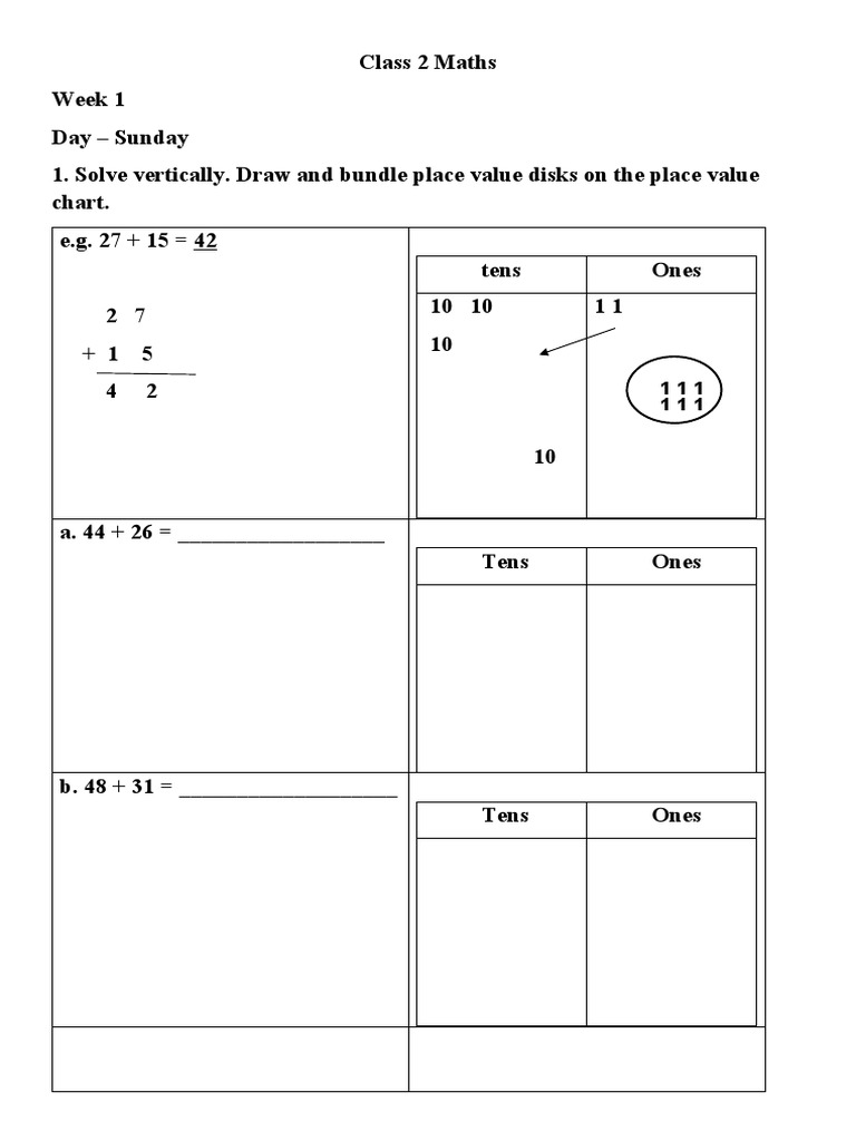 Class 2 Maths Addition and Subtraction Activities | PDF | Juice | Diet ...