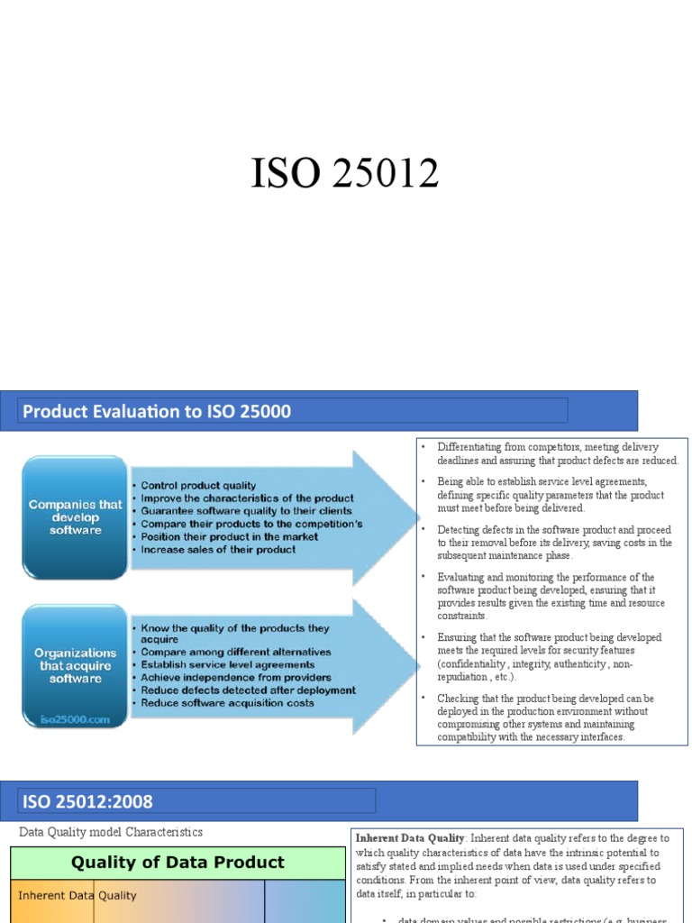 ISO 25012 Data Quality Model Overview | PDF | Data Quality ...