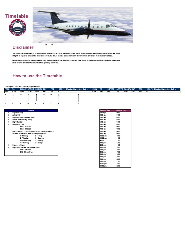 Great Lakes Schedule PDF Aerospace Aviation