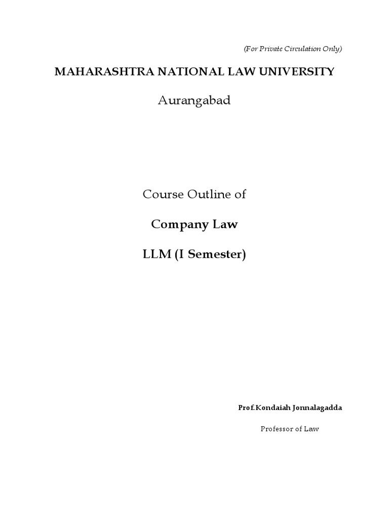 Company Law Course Outline for LLM | PDF | Liquidation | Prospectus ...