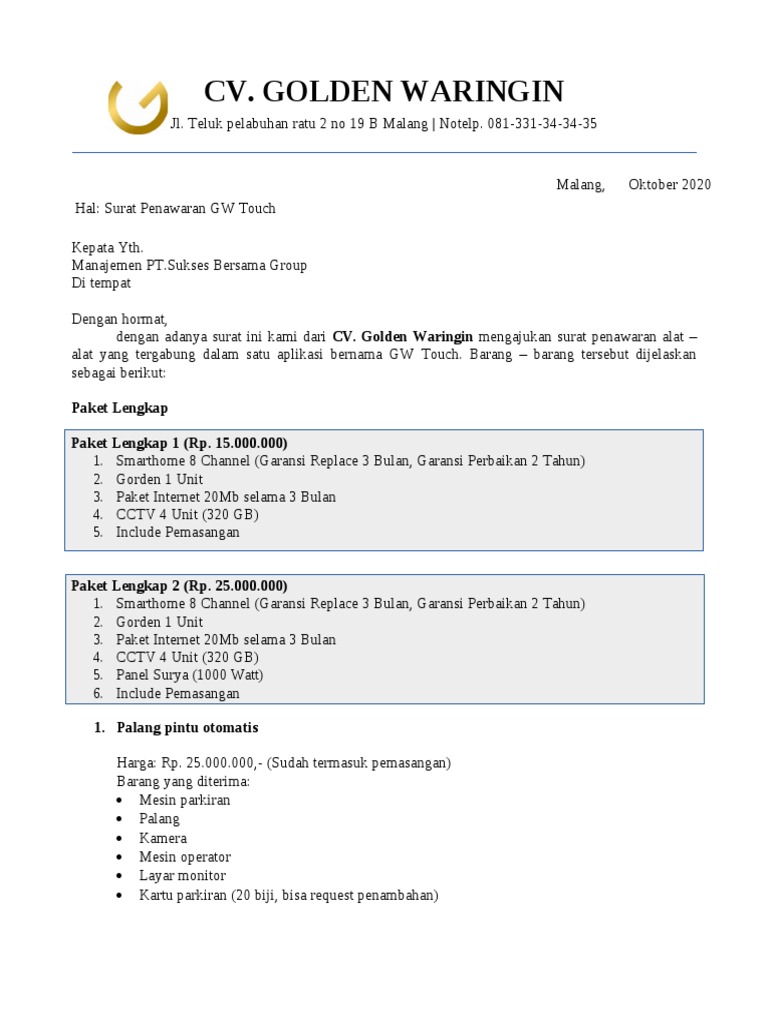 Penawaran Paket Smart Home Dan Keamanan Pdf