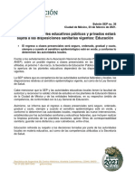 Boletiìn SEP No. 38 - Apertura de Planteles Educativos Puìblicos y Privados Estaraì Sujeta A Las Disposiciones Sanitarias Vigentes, Educacioìn