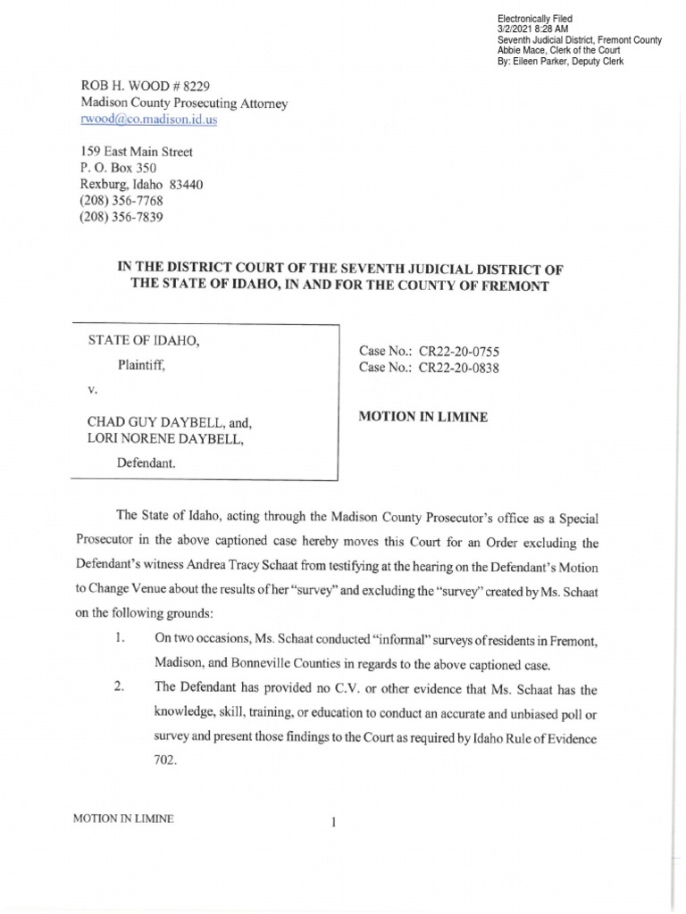 Daybell State Motion in Limine Andrea Tracy Schaat Download Free