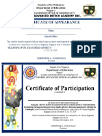 GAIA Certificate of Appearance and Participation