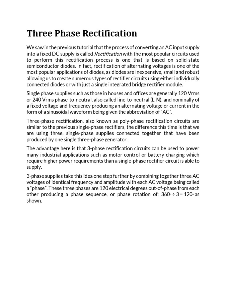 Three Phase Rectification PDF Rectifier Power Electronics