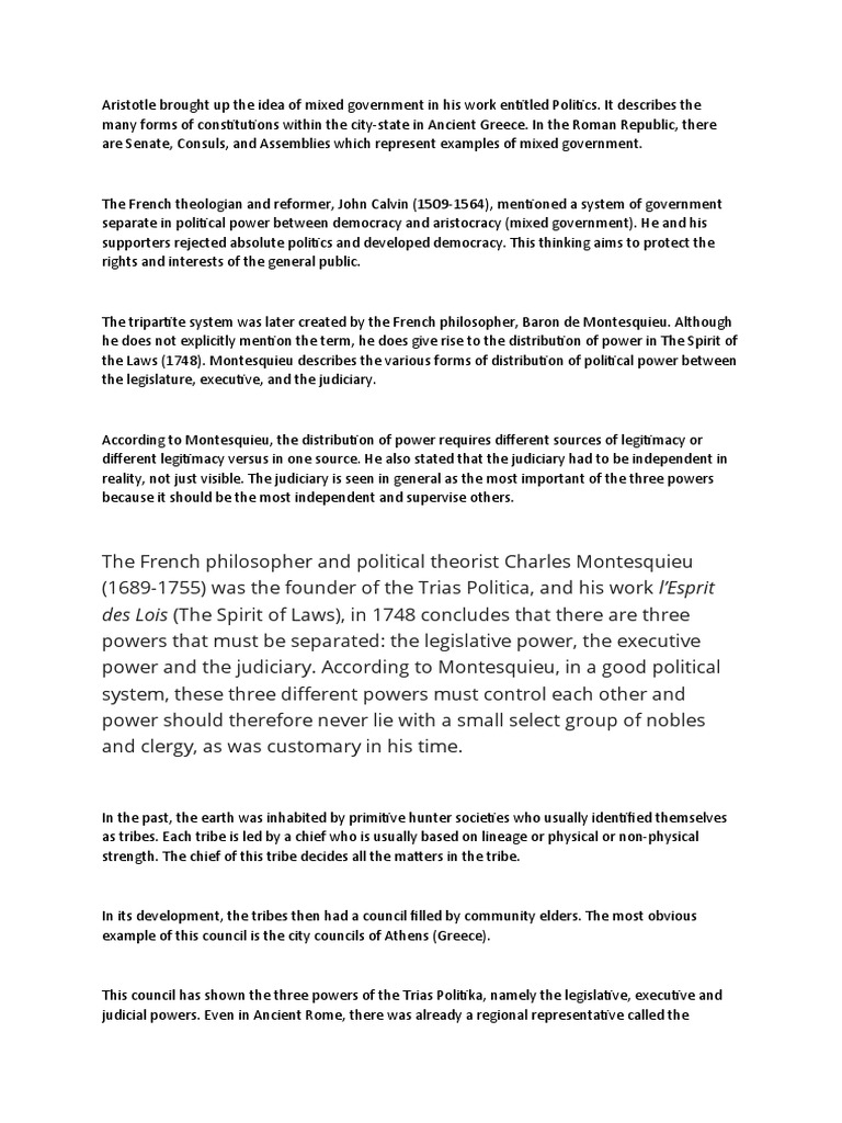 Trias Politica | PDF | Montesquieu | Separation Of Powers