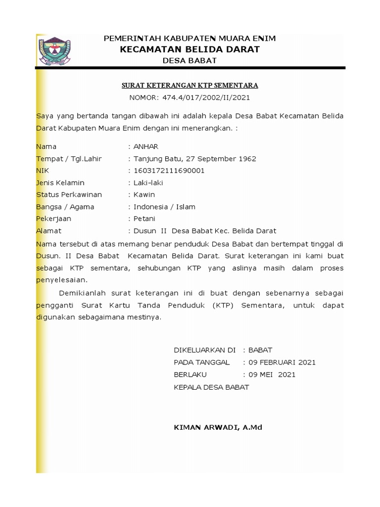 KTP Sementara 1 | PDF