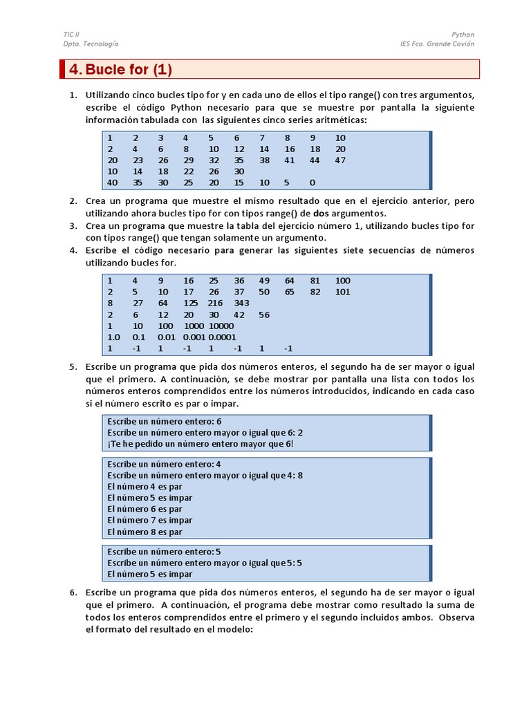 Ejercicios de Python con Bucles For | PDF | Entero | Número primo