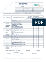 Electrical Panel Inspection Form: Function Ampere Trip of ELCB Function The Trip Time of ELCB