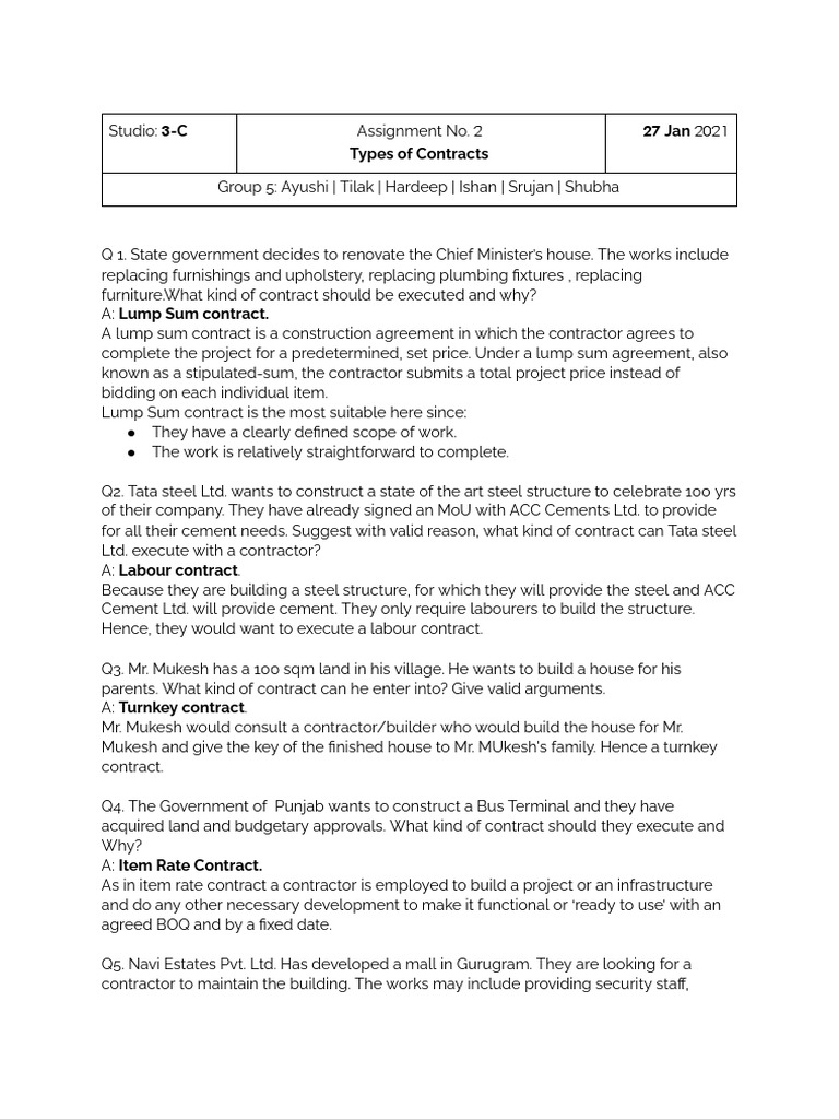Types of Construction Contracts Explained | PDF | Economies | Business