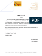 Certificate: Sujala Pipes PVT - Ltd. (Nandi Group)