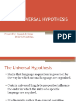 The Universal Hypothesis: Language Acquisition and Universal Grammar
