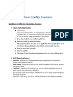 Software Quality Assurance: Qualities of Different Operating Systems 1