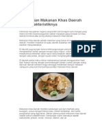 Pengertian Makanan Khas Daerah Dan Karakteristiknya