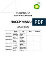Haccp Manual: PT - Indocater Unit BP Tangguh