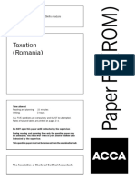 Taxation (Romania) : Fundamentals Pilot Paper - Skills Module