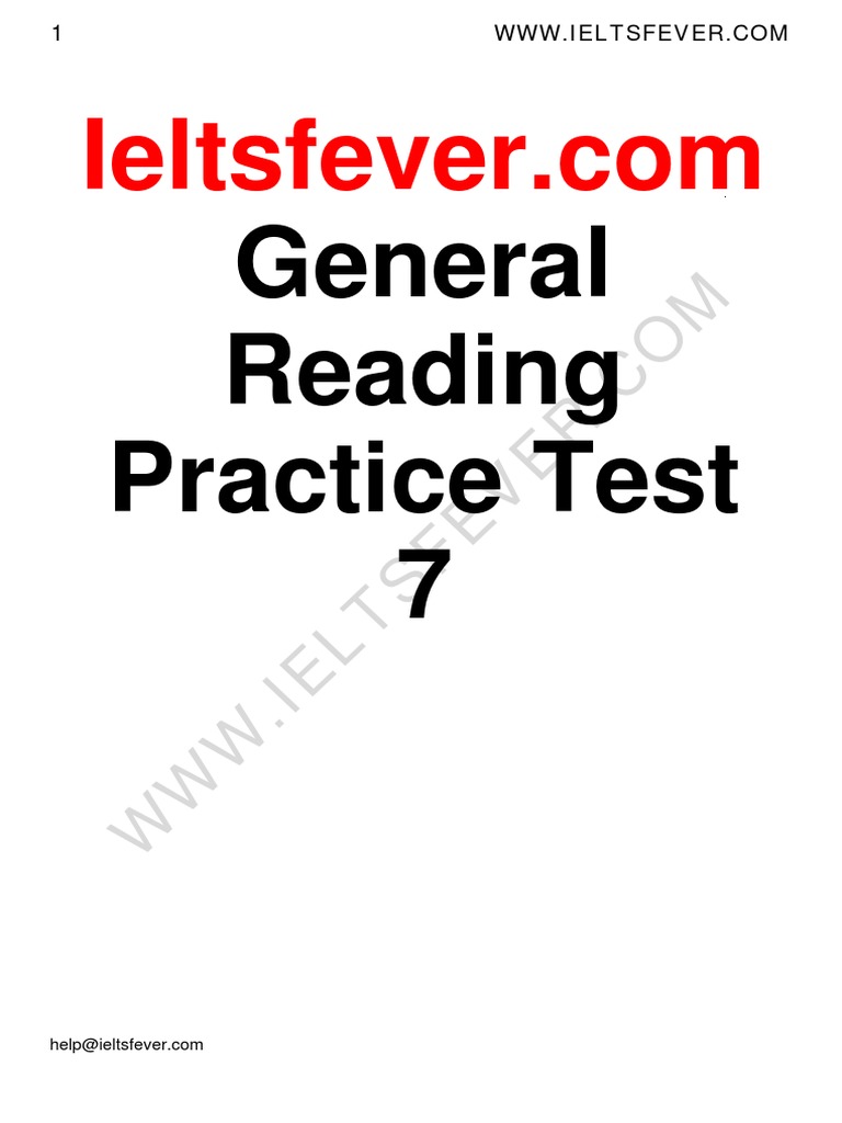 Ieltsfever General Reading Practice Test 7 PDF | PDF