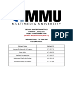 Bec2034 Basic Econometrics Trimester 1, 2020/2021 Project # 2 Assessment Form