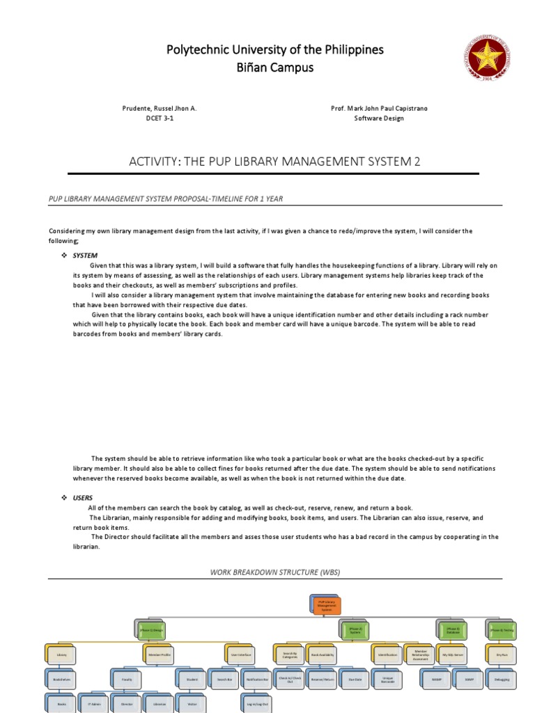 PUP Library Management System Proposal | PDF | Libraries | System