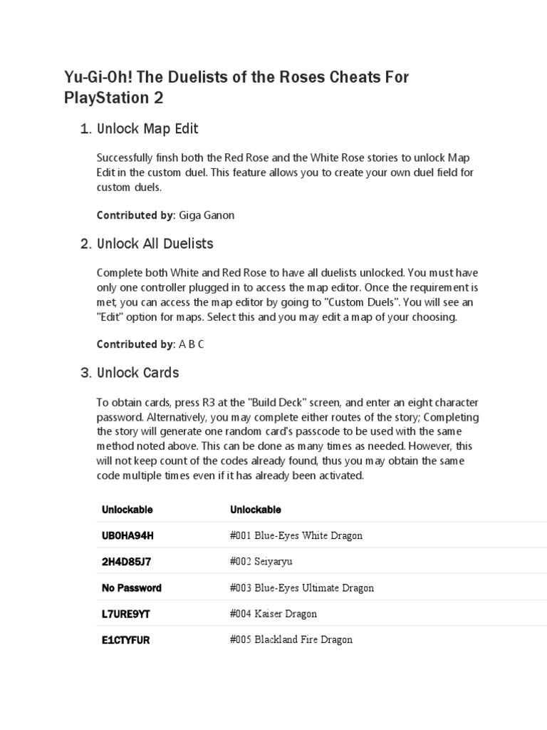 YuGiOh! The Duelists of The Roses Cheats For Playstation 2 PDF Magician (Fantasy) Nature