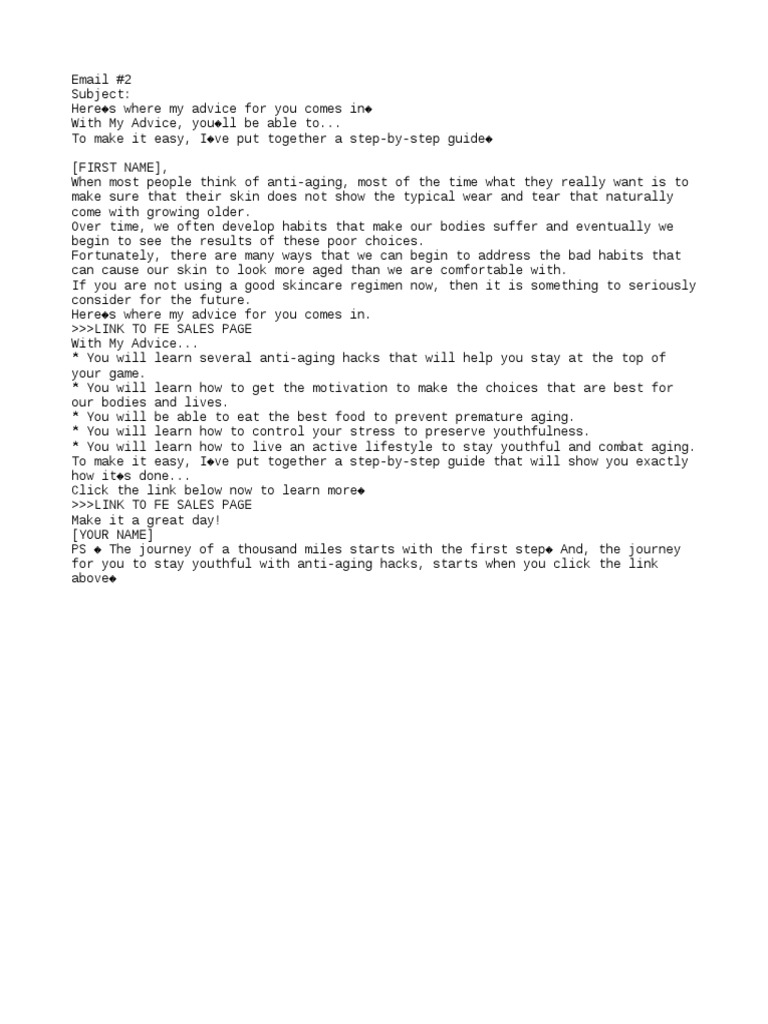 Anti Aging Email#2 | PDF