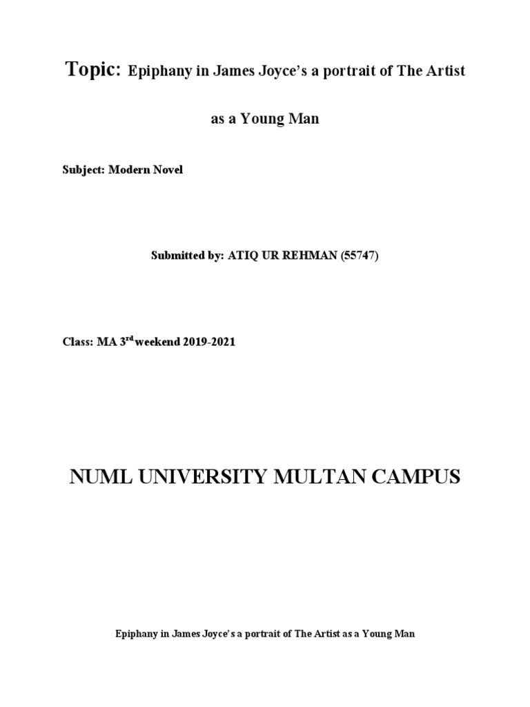 Epiphany in James Joyce PDF A Portrait Of The Artist As A Young Man