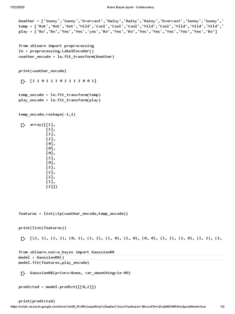 Naive Bayes Implementation | PDF