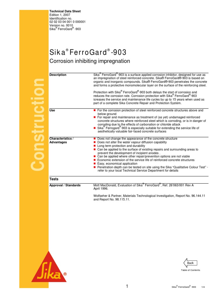 Sika FerroGard 903 | PDF | Corrosion | Reinforced Concrete