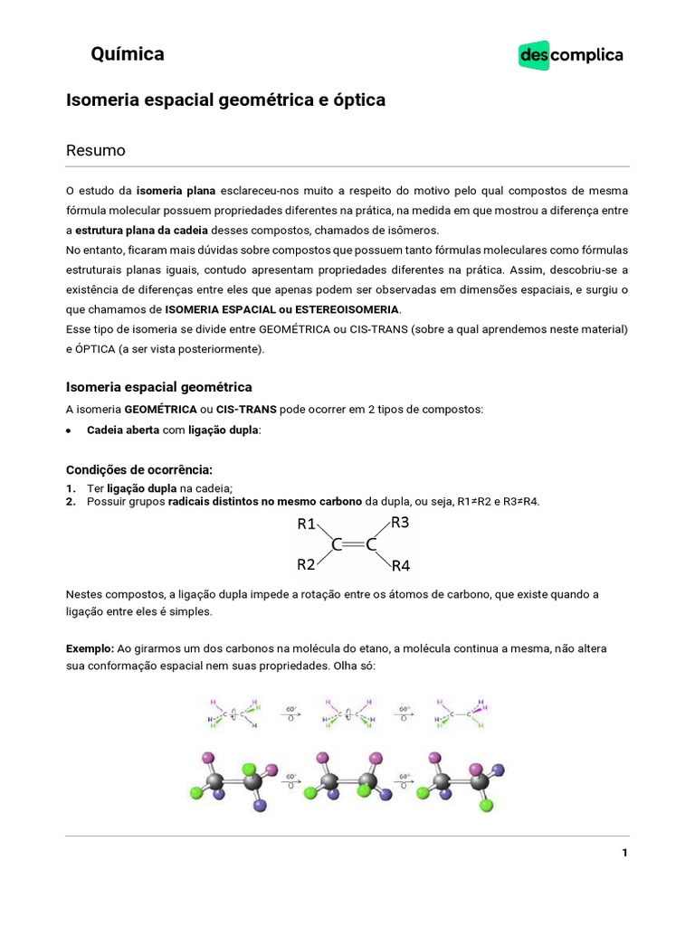 VOD-Isomeria Espacial Geométrica e Optica-2019 | PDF | Isômero ...