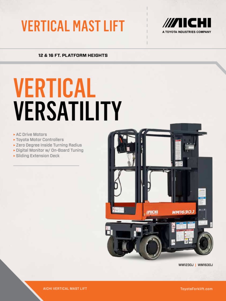 Aichi Vertical Lift Mast Spec Sheet PDF Elevator Electric Motor