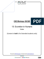 Summary Notes - Topic 13 Excretion in Humans - CIE Biology IGCSE
