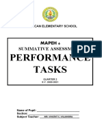 Performance Tasks: Mapeh 6 Summative Assessment